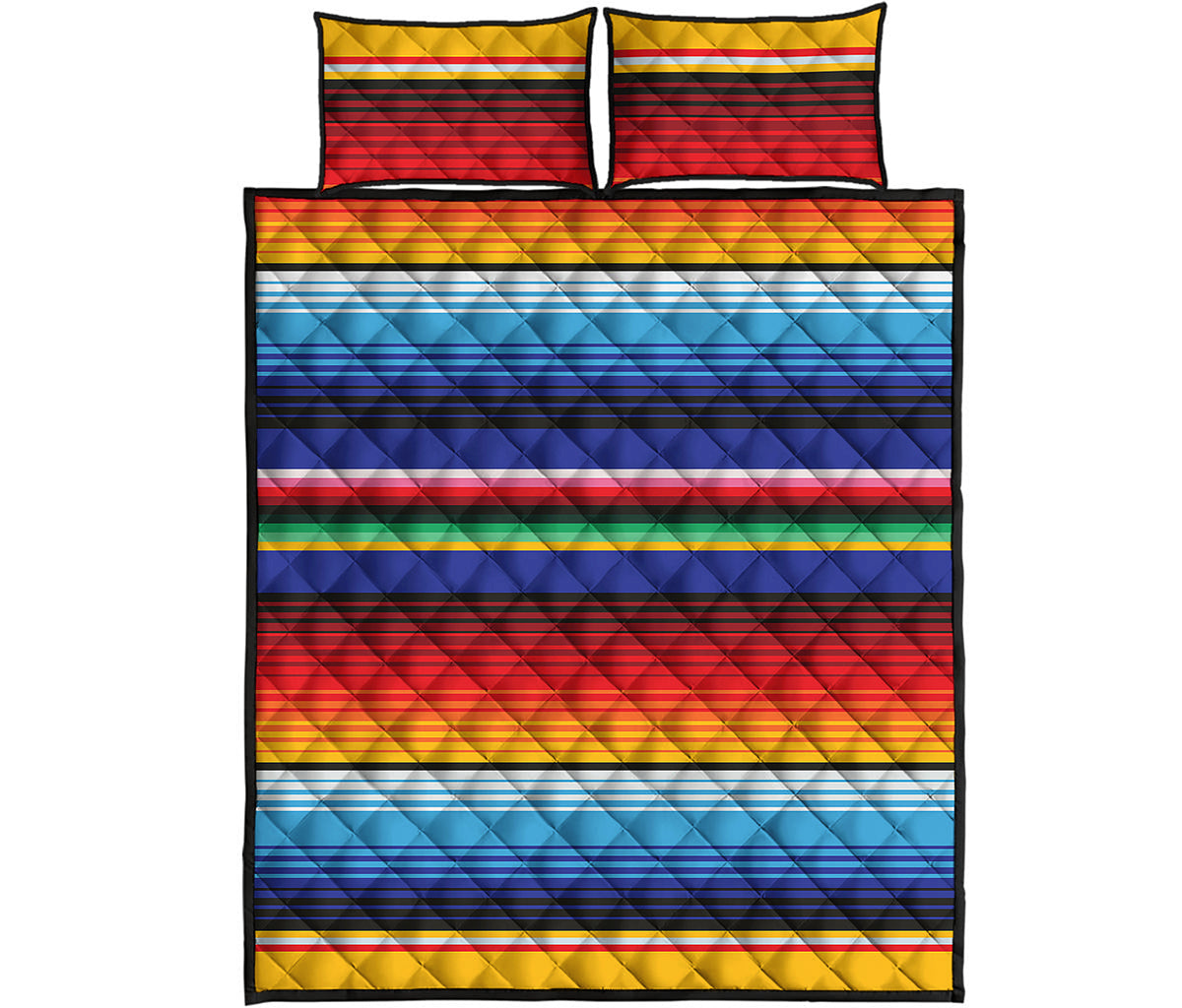 Tribal Mexican Serape Pattern Print Quilt Bed Set