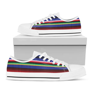 Tribal Mexican Serape Pattern Print White Low Top Shoes