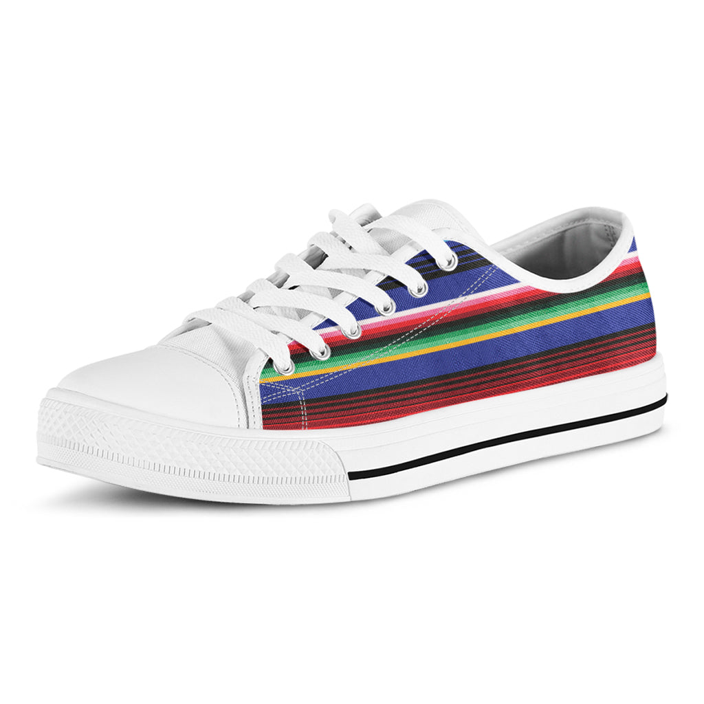 Tribal Mexican Serape Pattern Print White Low Top Shoes