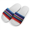 Tribal Mexican Serape Pattern Print White Slide Sandals