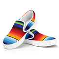 Tribal Mexican Serape Pattern Print White Slip On Sneakers