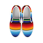 Tribal Mexican Serape Pattern Print White Slip On Shoes