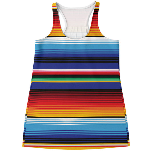 Tribal Mexican Serape Pattern Print Women's Racerback Tank Top