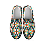 Tribal Native American Pattern Print Black Slip On Shoes