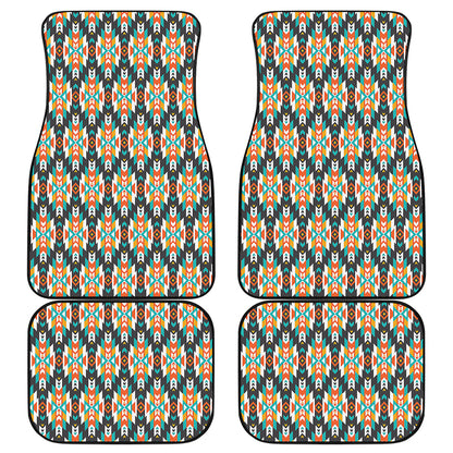 Tribal Native American Pattern Print Front and Back Car Floor Mats