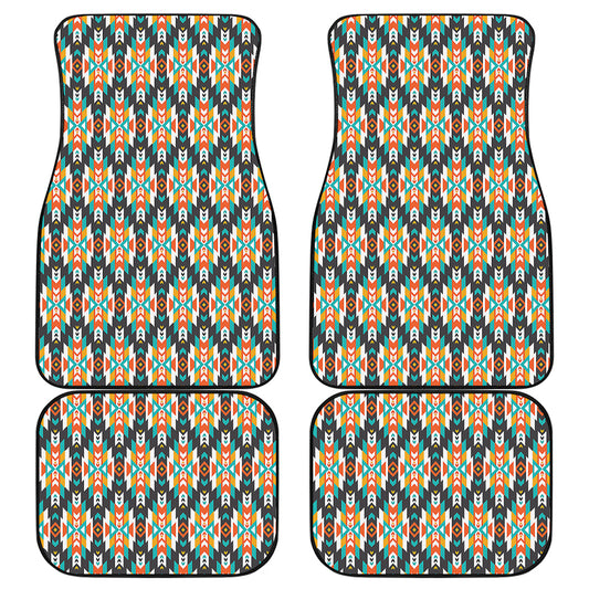 Tribal Native American Pattern Print Front and Back Car Floor Mats