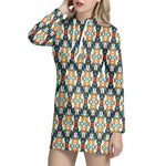 Tribal Native American Pattern Print Hoodie Dress