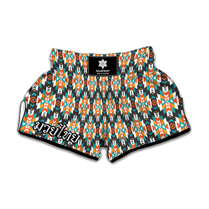 Tribal Native American Pattern Print Muay Thai Boxing Shorts