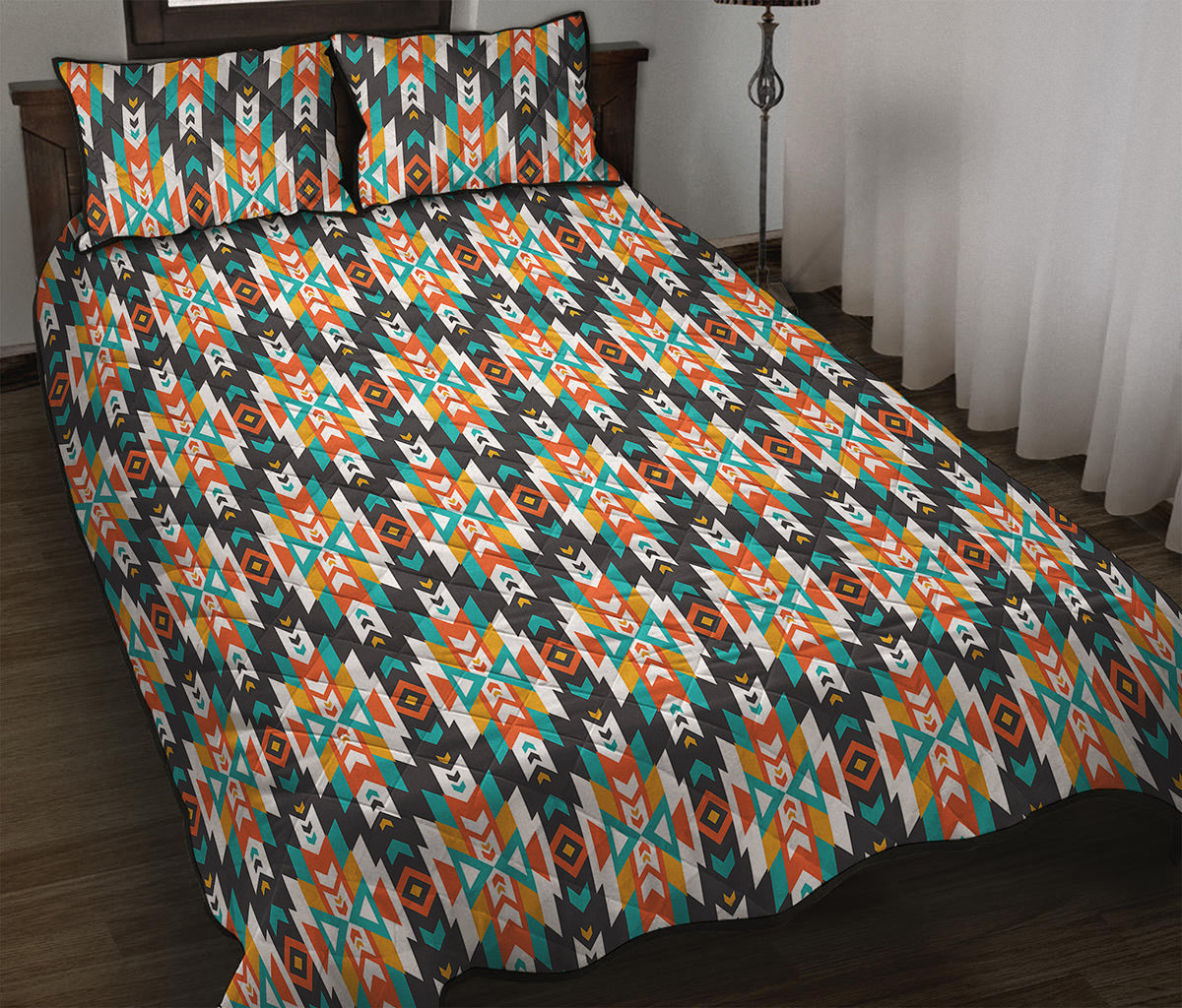 Tribal Native American Pattern Print Quilt Bed Set