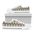 Tribal Native American Pattern Print White Low Top Sneakers