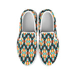 Tribal Native American Pattern Print White Slip On Shoes