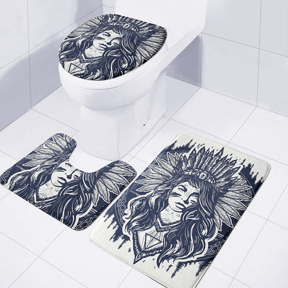 Tribal Native Indian Girl Print 3 Piece Bath Mat Set