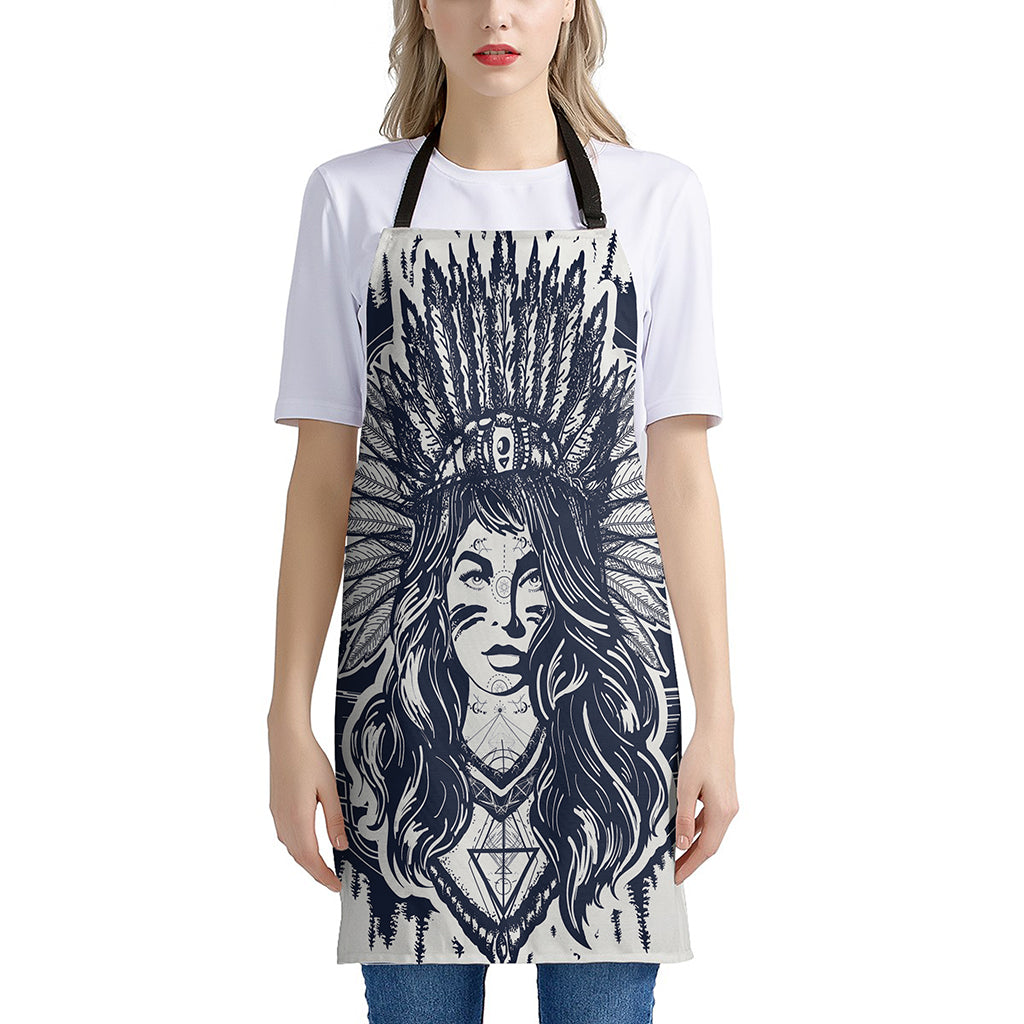 Tribal Native Indian Girl Print Apron