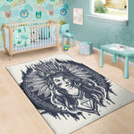 Tribal Native Indian Girl Print Area Rug