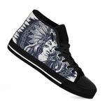Tribal Native Indian Girl Print Black High Top Shoes