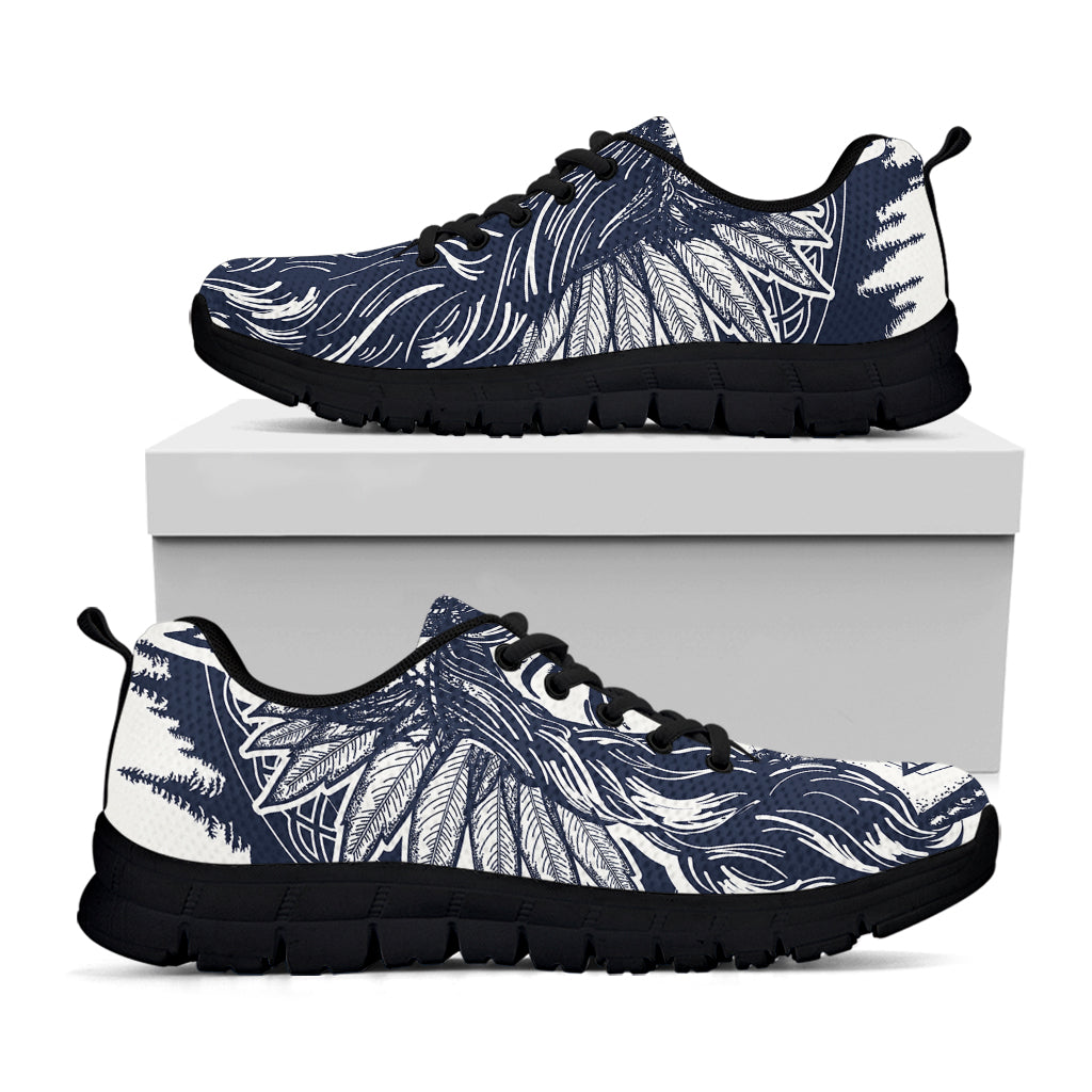 Tribal Native Indian Girl Print Black Sneakers