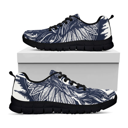 Tribal Native Indian Girl Print Black Sneakers