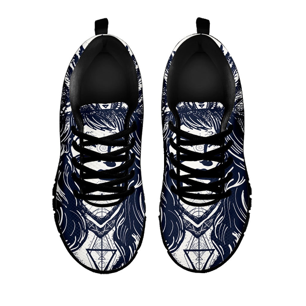 Tribal Native Indian Girl Print Black Sneakers