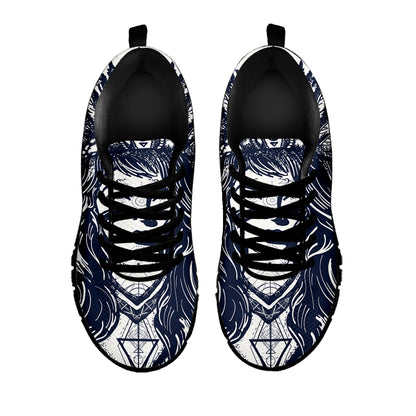 Tribal Native Indian Girl Print Black Sneakers