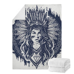 Tribal Native Indian Girl Print Blanket