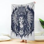 Tribal Native Indian Girl Print Blanket