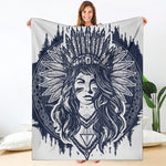Tribal Native Indian Girl Print Blanket