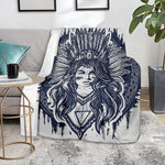 Tribal Native Indian Girl Print Blanket