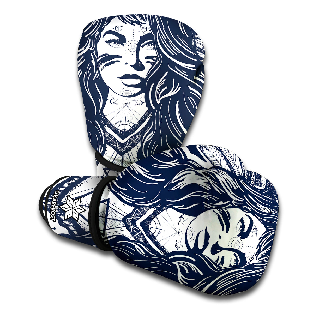 Tribal Native Indian Girl Print Boxing Gloves