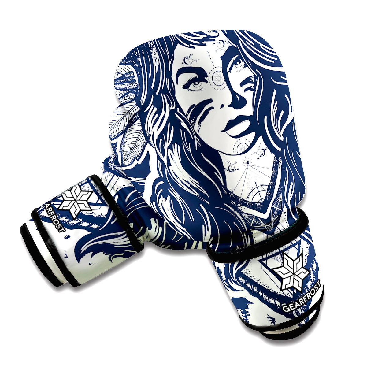 Tribal Native Indian Girl Print Boxing Gloves