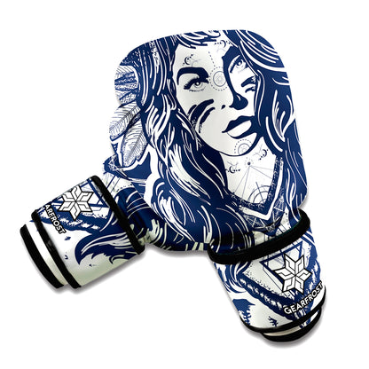Tribal Native Indian Girl Print Boxing Gloves