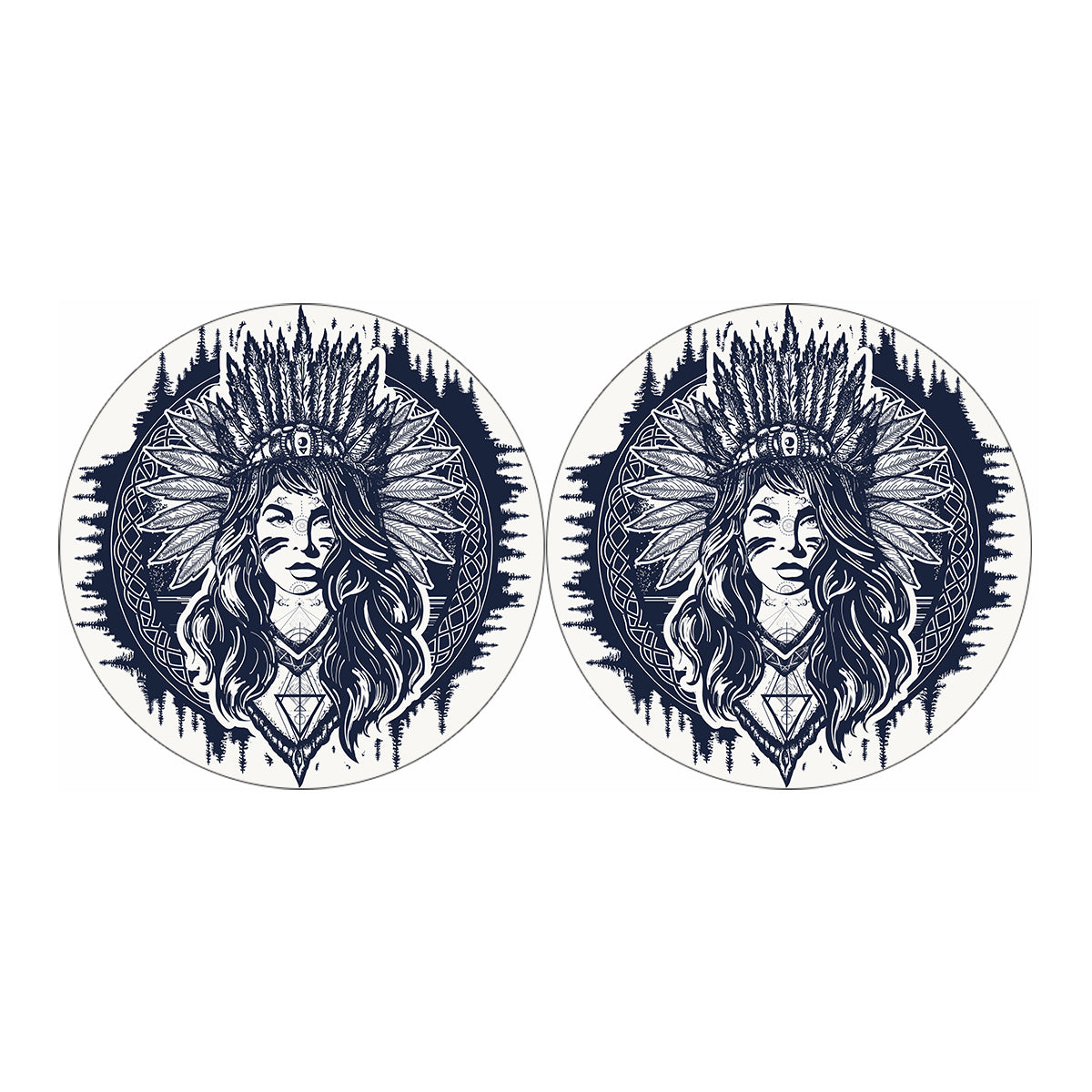 Tribal Native Indian Girl Print Car Coasters