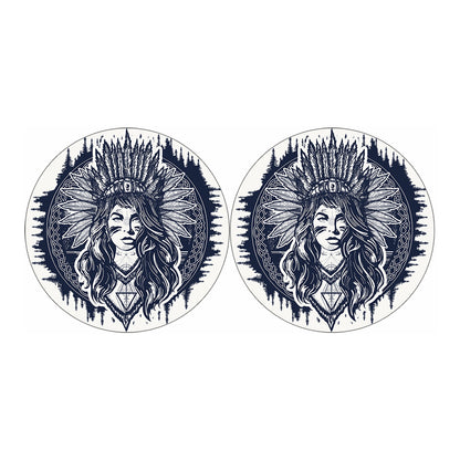 Tribal Native Indian Girl Print Car Coasters