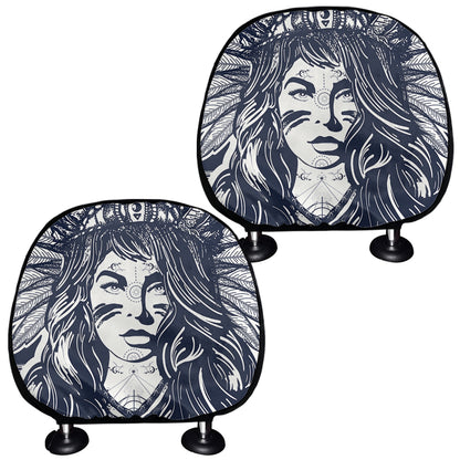Tribal Native Indian Girl Print Car Headrest Covers