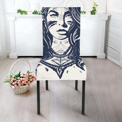 Tribal Native Indian Girl Print Dining Chair Slipcover