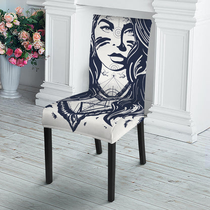 Tribal Native Indian Girl Print Dining Chair Slipcover