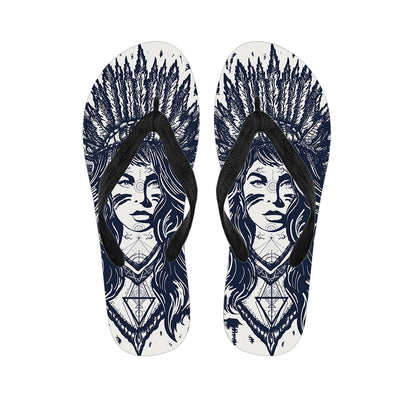 Tribal Native Indian Girl Print Flip Flops