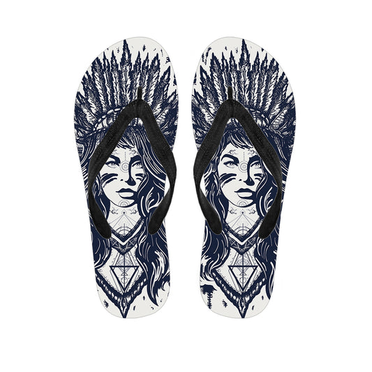 Tribal Native Indian Girl Print Flip Flops
