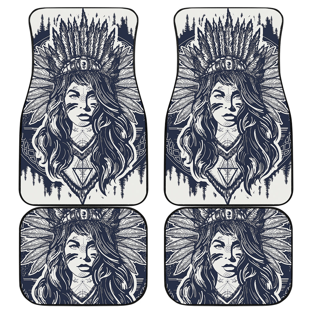 Tribal Native Indian Girl Print Front and Back Car Floor Mats