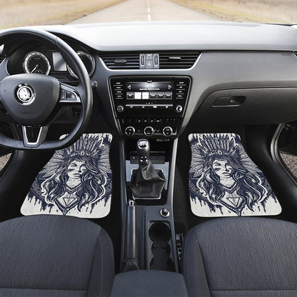 Tribal Native Indian Girl Print Front and Back Car Floor Mats