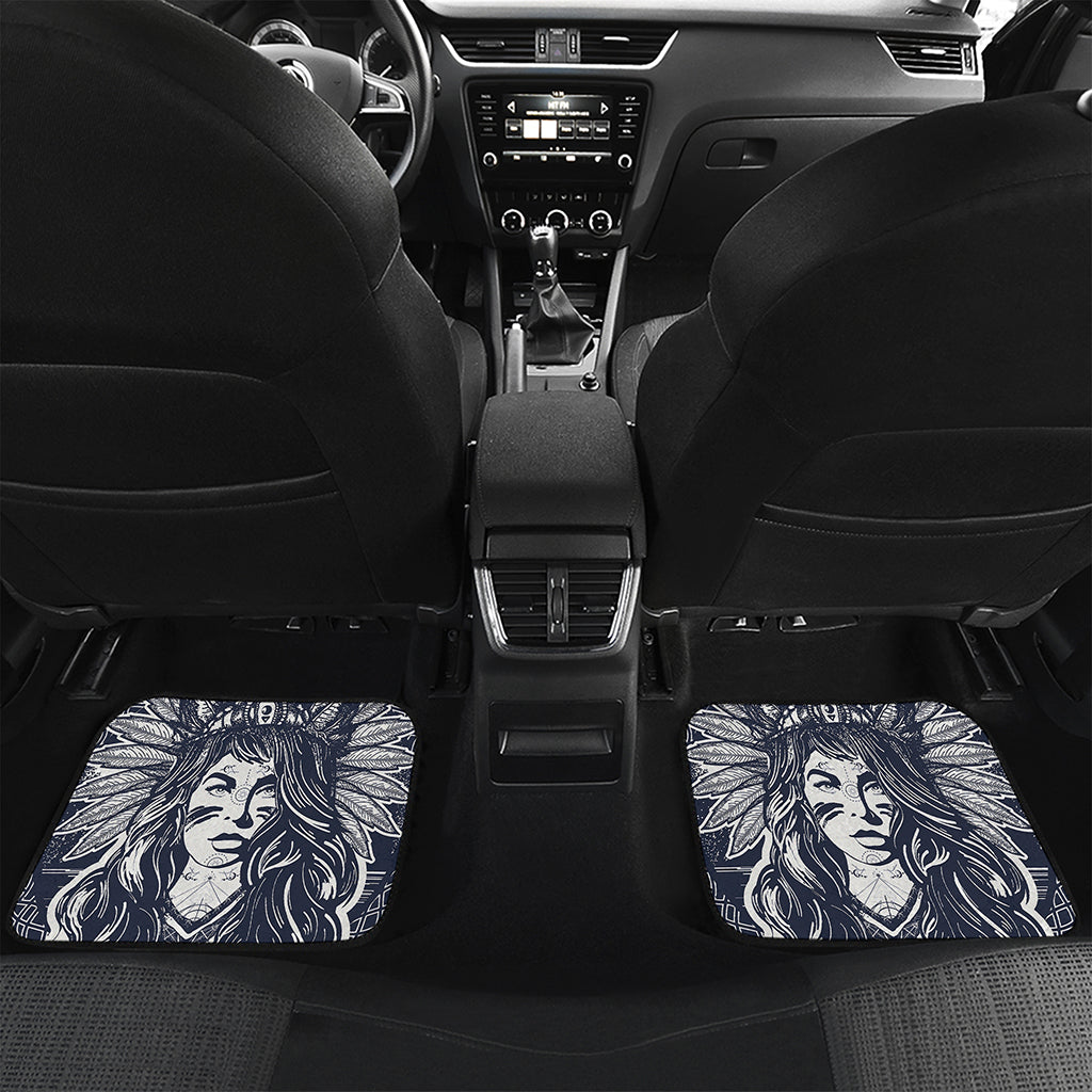 Tribal Native Indian Girl Print Front and Back Car Floor Mats