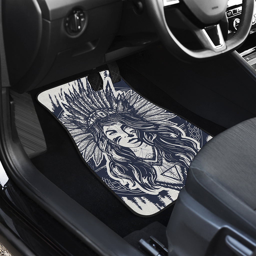 Tribal Native Indian Girl Print Front and Back Car Floor Mats