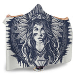 Tribal Native Indian Girl Print Hooded Blanket