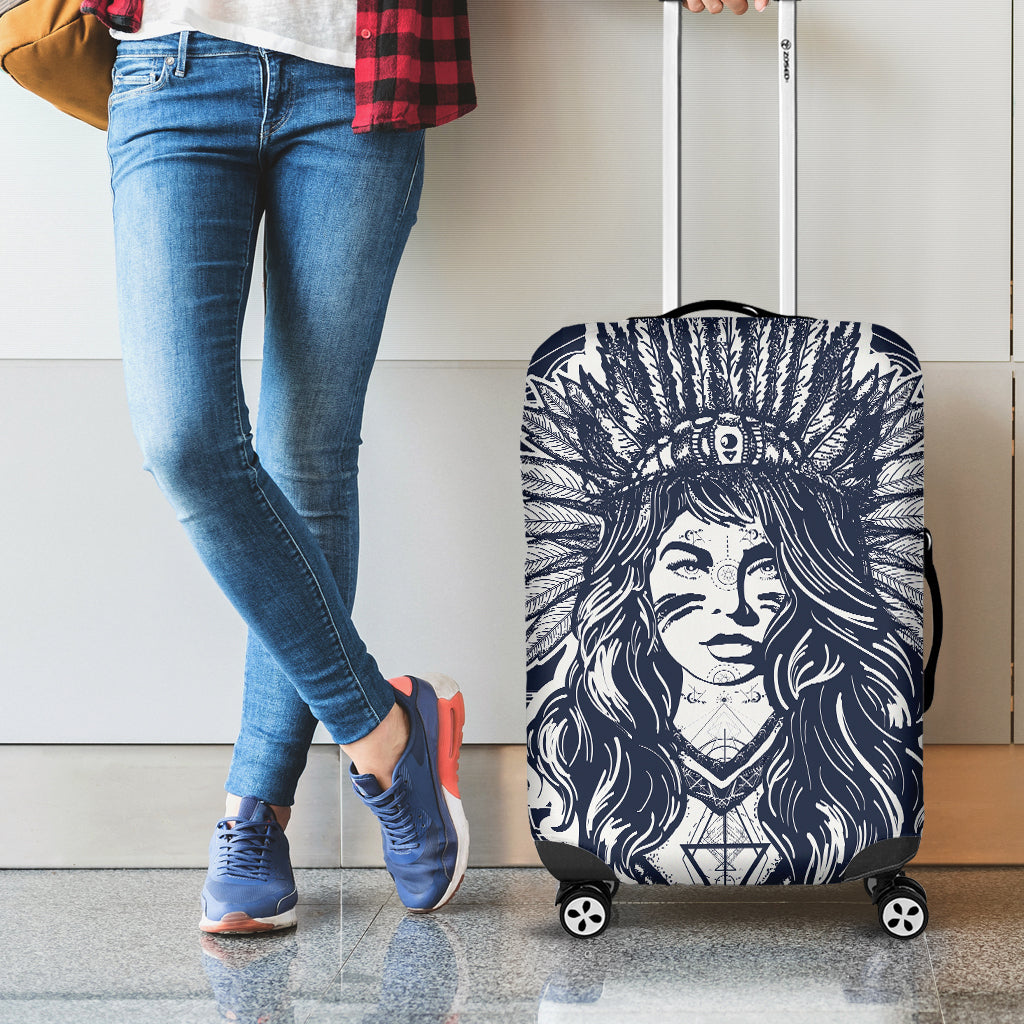 Tribal Native Indian Girl Print Luggage Cover