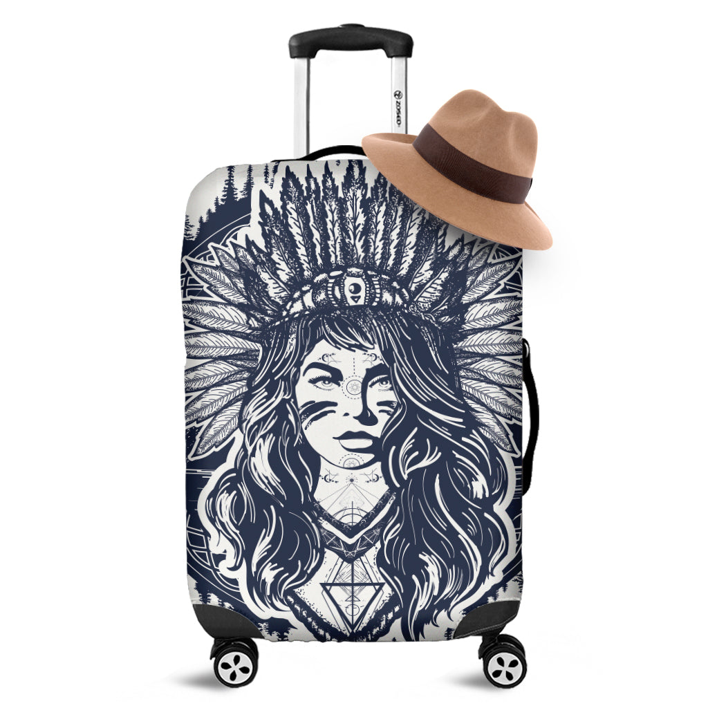 Tribal Native Indian Girl Print Luggage Cover