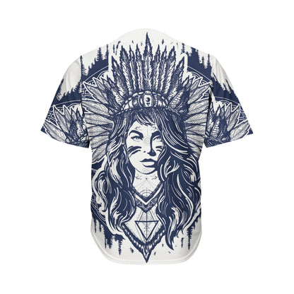 Tribal Native Indian Girl Print Men's Baseball Jersey