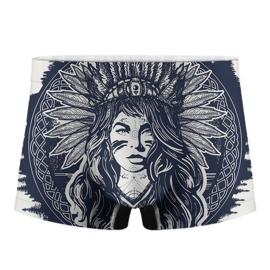 Tribal Native Indian Girl Print Men's Boxer Briefs