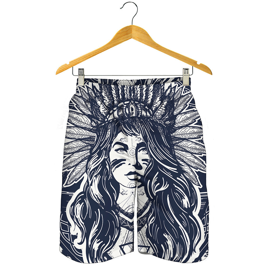 Tribal Native Indian Girl Print Men's Shorts