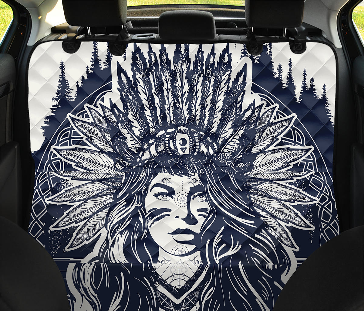 Tribal Native Indian Girl Print Pet Car Back Seat Cover