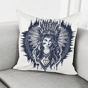 Tribal Native Indian Girl Print Pillow Cover