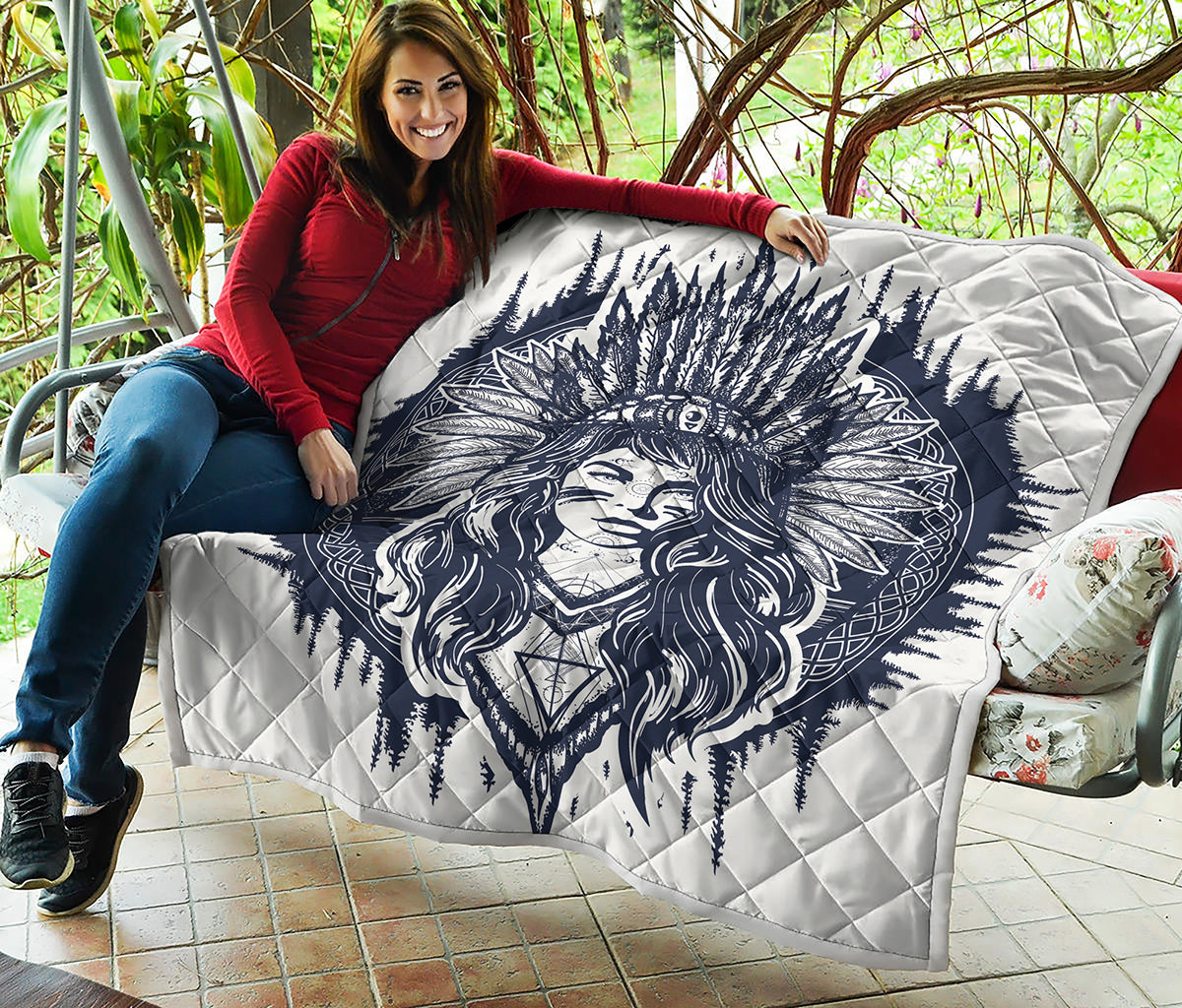Tribal Native Indian Girl Print Quilt